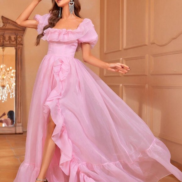 Pink Elegant Women's Formal Maxi Dress - Picture 7 of 7